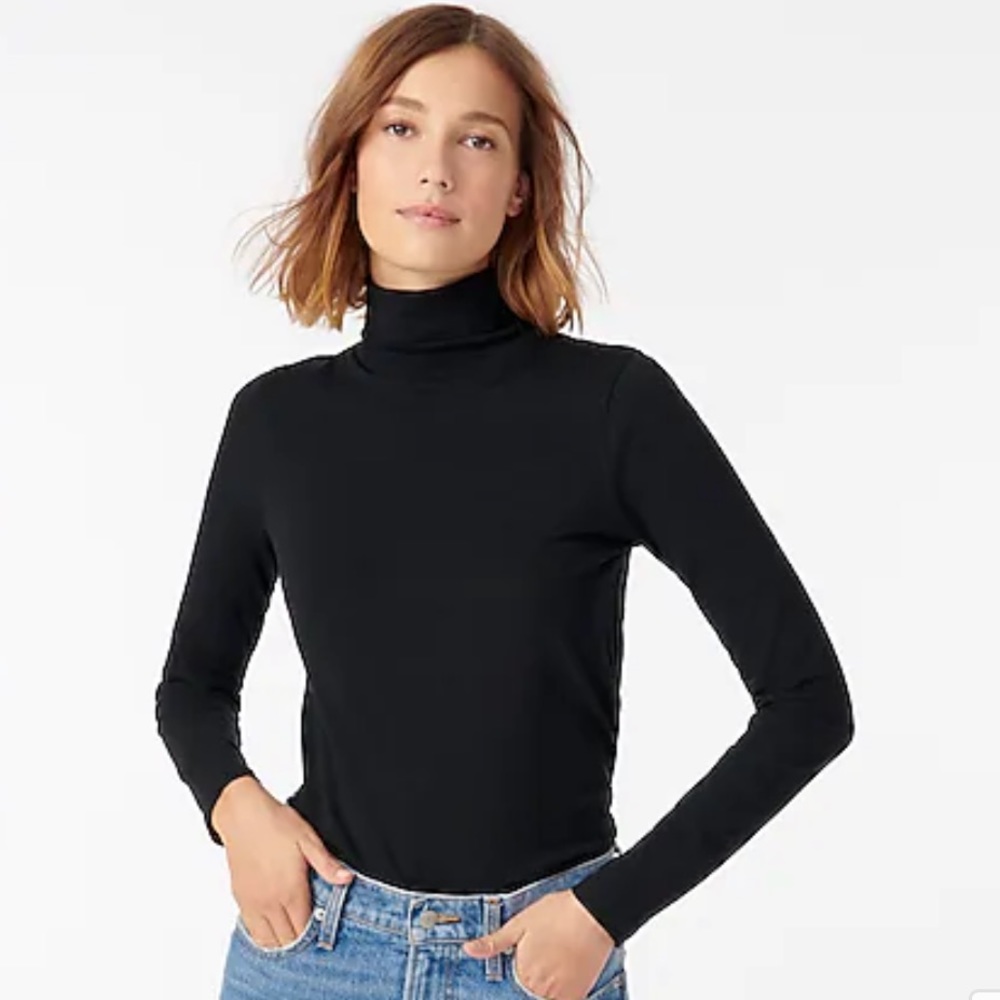 J.Crew Black Tissue Cotton Turtleneck Tee Size S